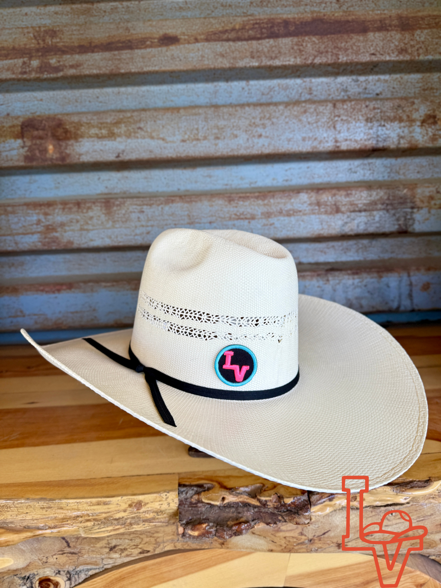 Twister Straw Hat Regular Crown Bangora Two Rails White