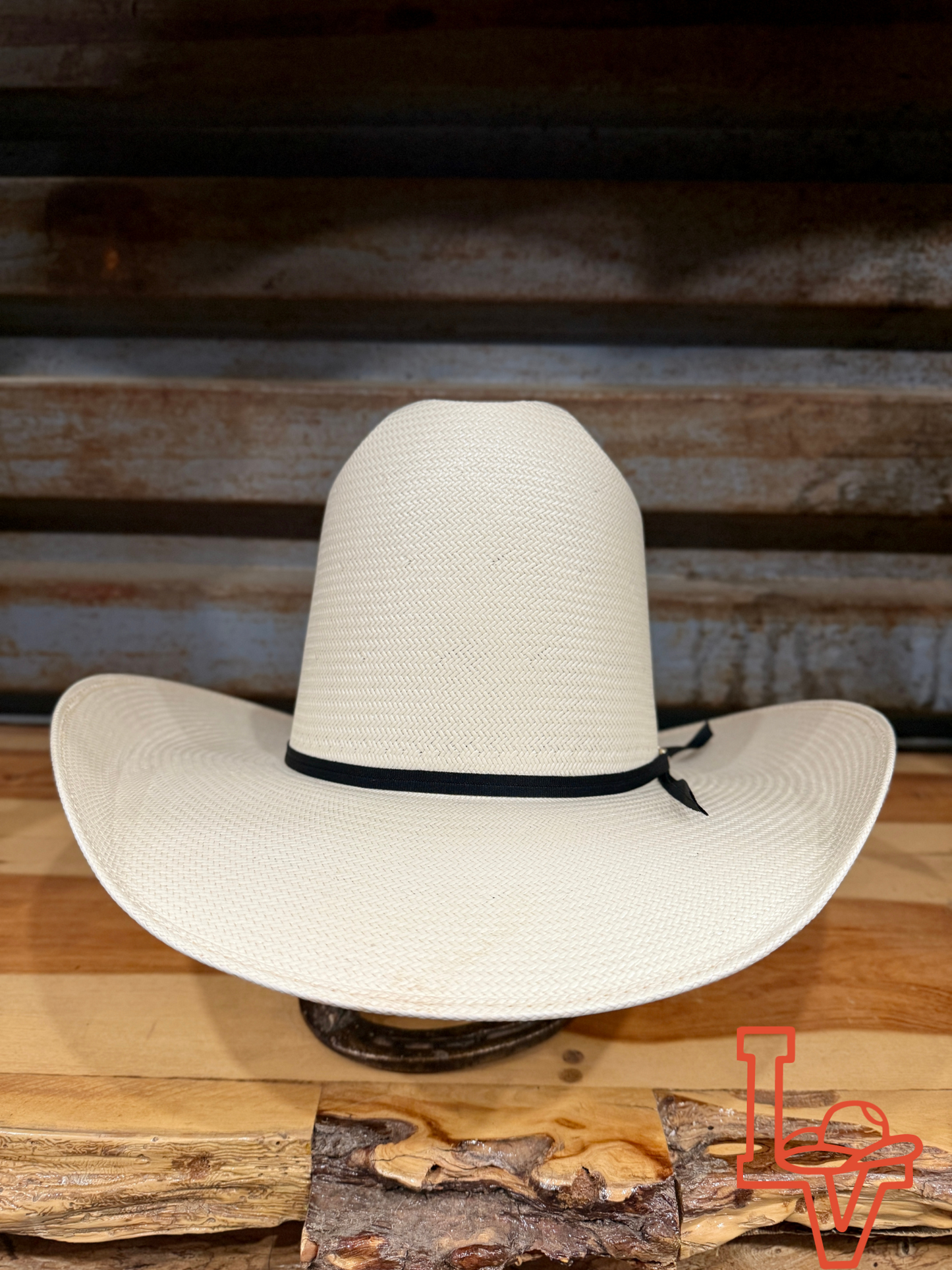Los Vaqueros Straw Hat Tall Crown Ghost White