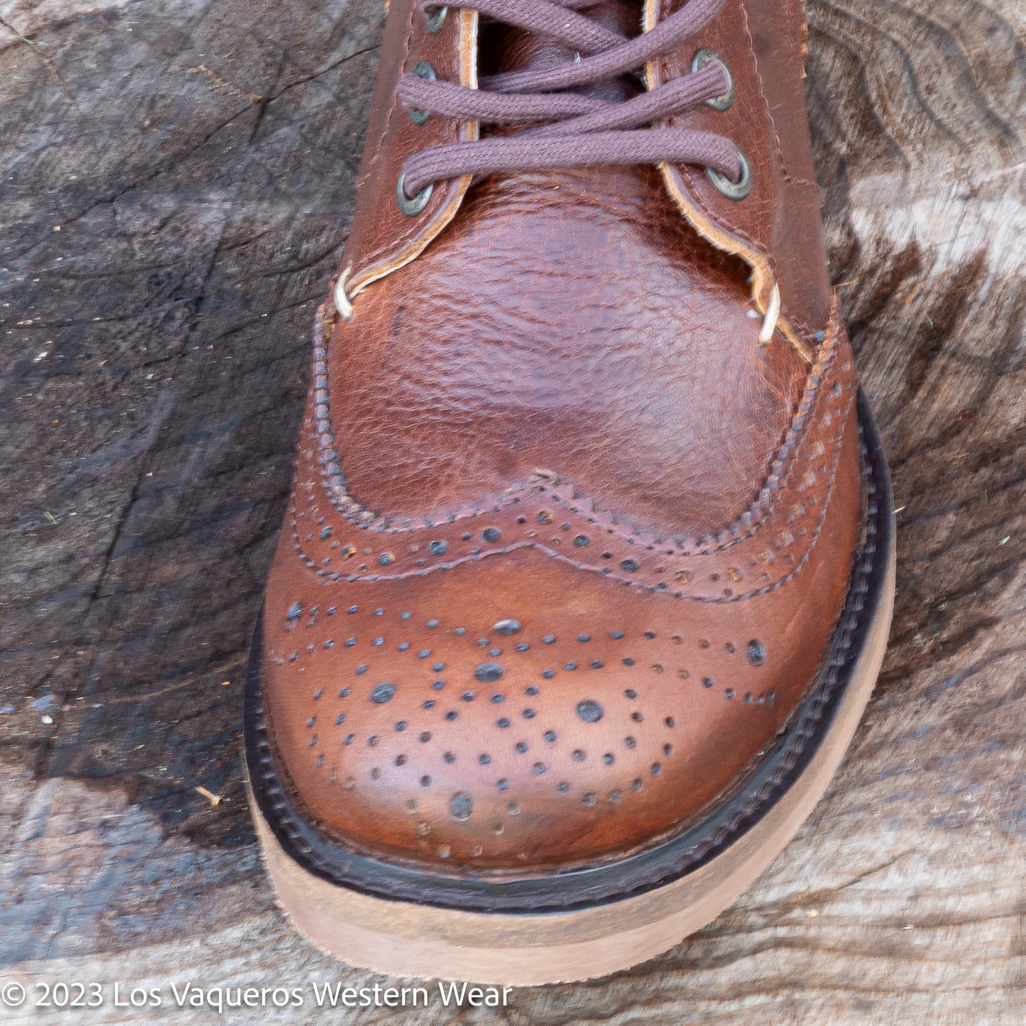 Siete Leguas Men's Paddock Wingtip Lace-Up Causal Boot Whisky