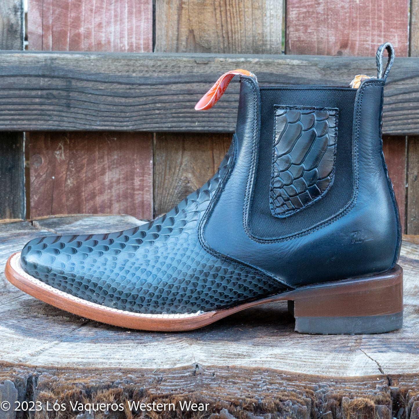 Siete Leguas Men's Soft Leather Phyton Imitation Rodeo Boot Grey