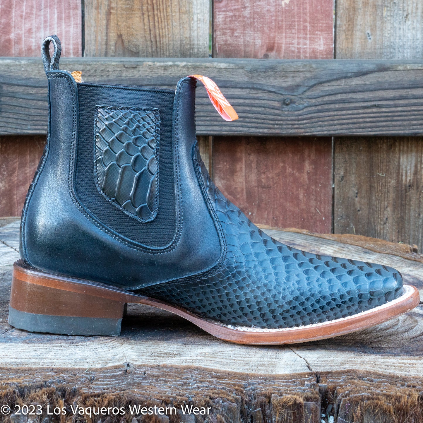Siete Leguas Men's Soft Leather Phyton Imitation Rodeo Boot Grey