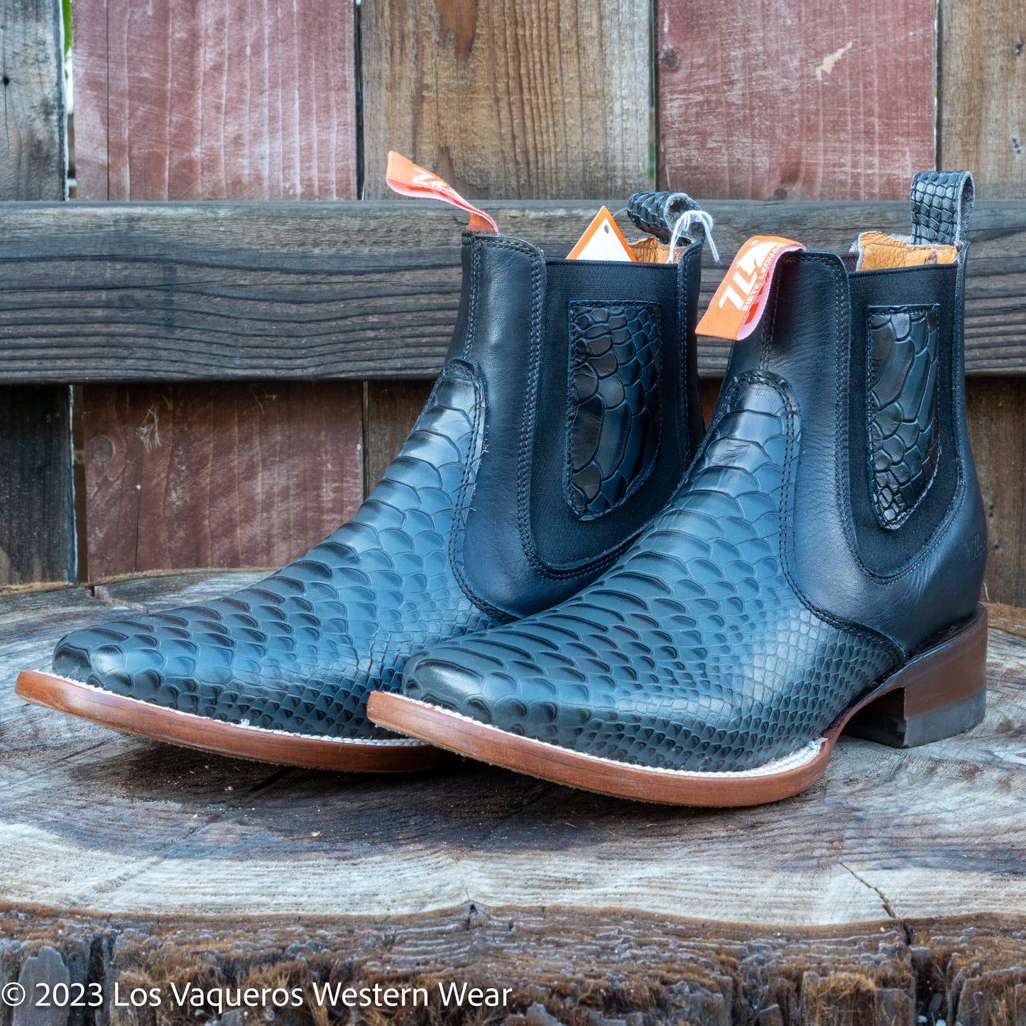 Siete Leguas Men's Soft Leather Phyton Imitation Rodeo Boot Grey