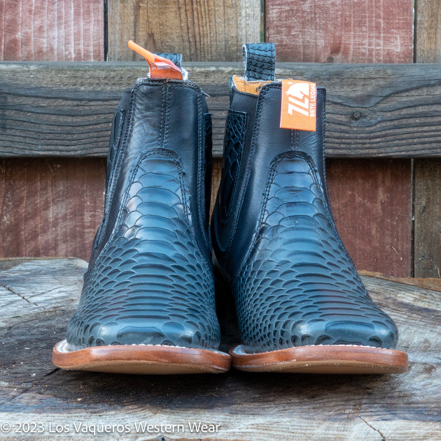 Siete Leguas Men's Soft Leather Phyton Imitation Rodeo Boot Grey