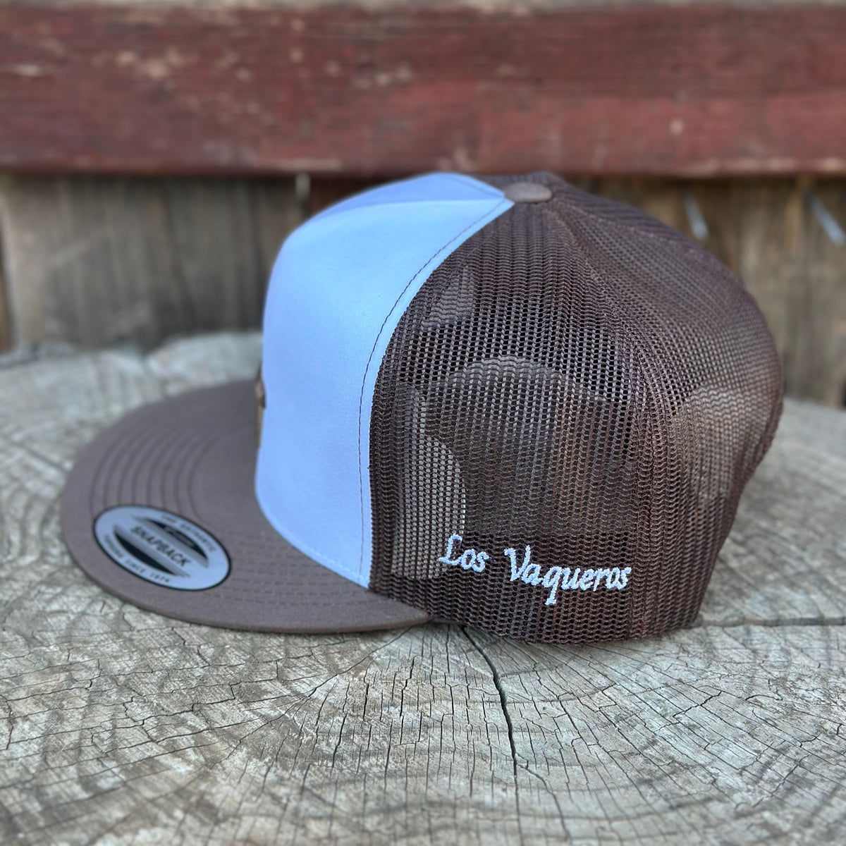 Los Vaqueros LV Logo Snapback Flat Brim White/Brown