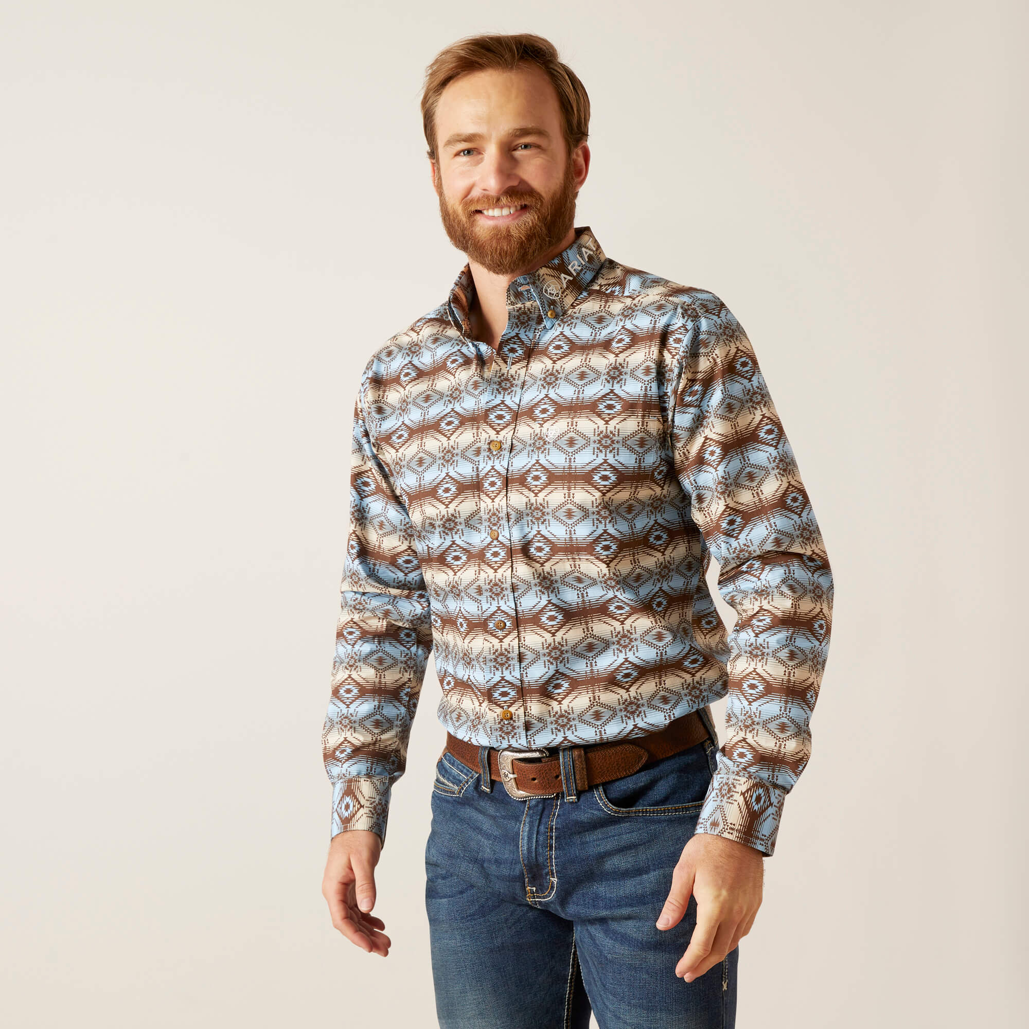 Ariat Abilet Retro Mens Blue/White Shirt main image 1