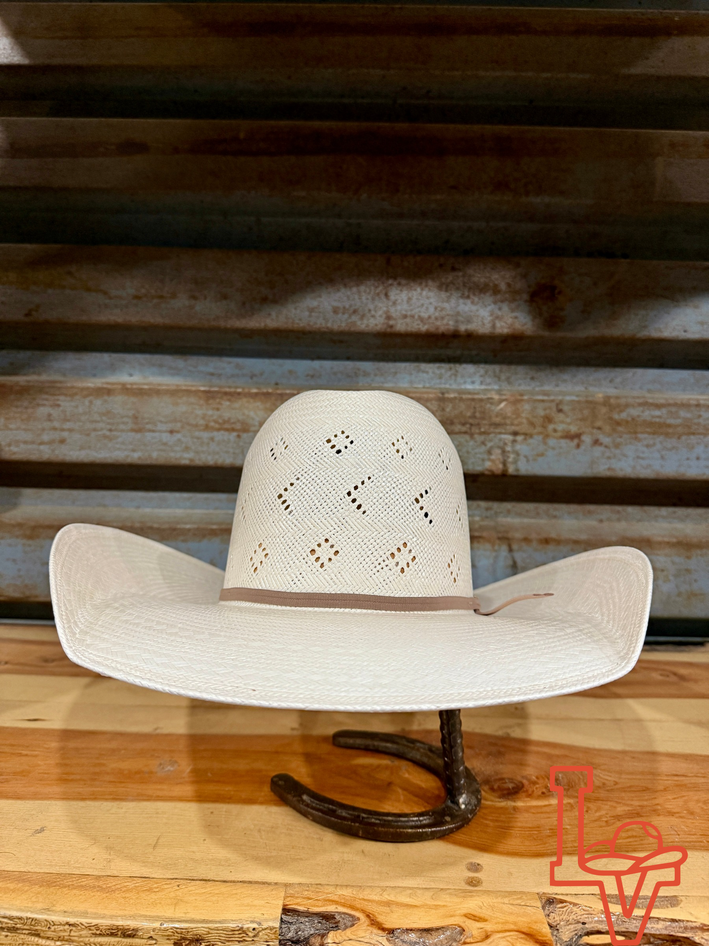 American Hat Company Straw Hat Regular Crown Boomerang White