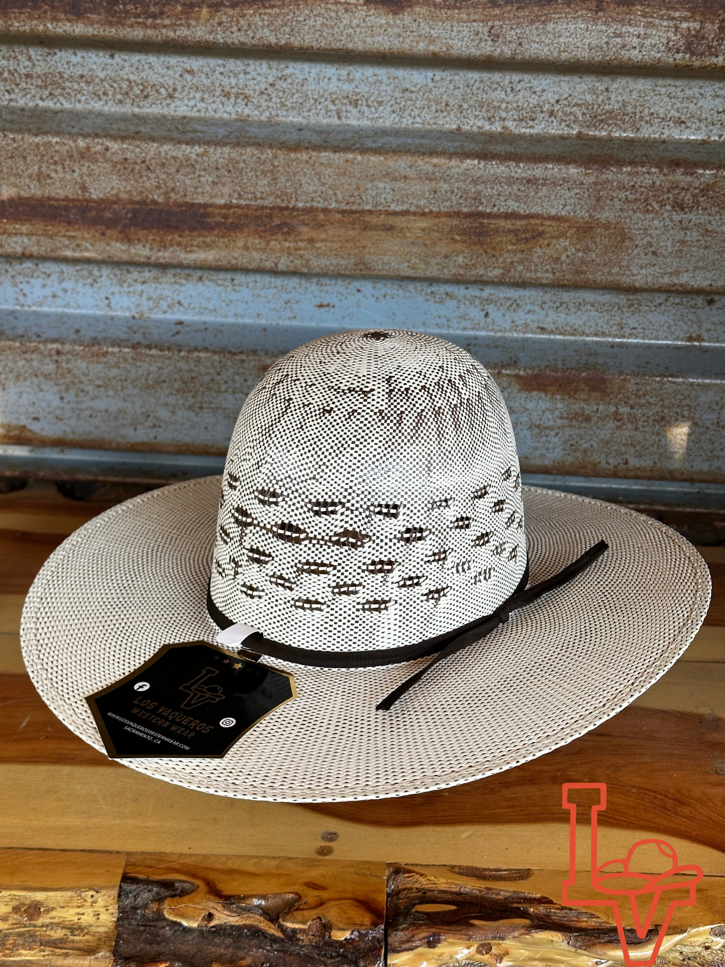 Los Vaqueros Kids Straw Hat Open Regular Crown Bangora Conley Brown White