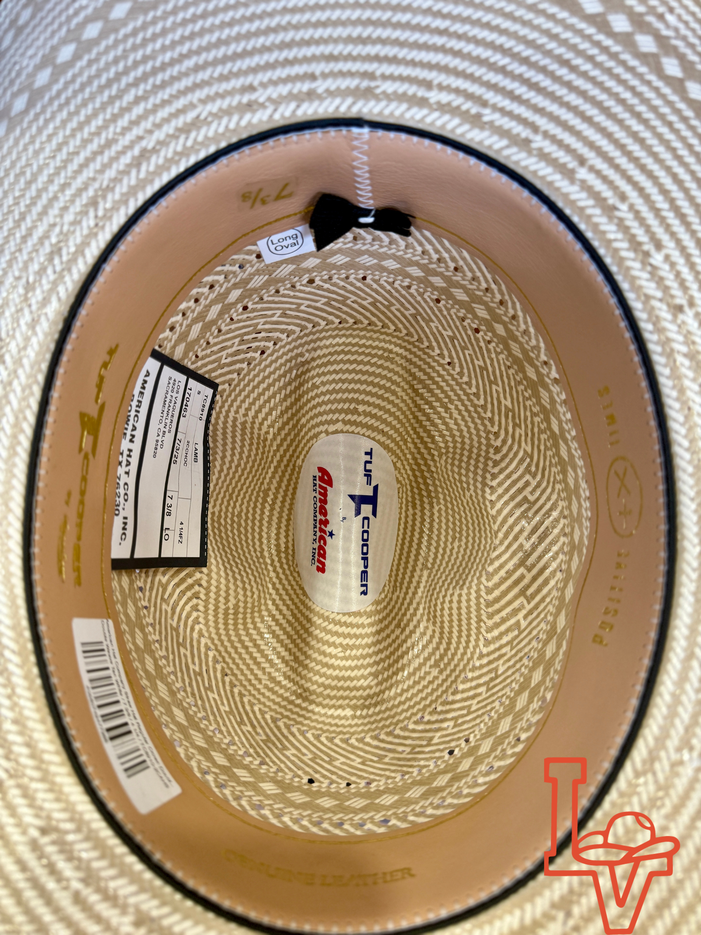 American Hat Company Straw Hat Regular Crown Double Weave Tan White