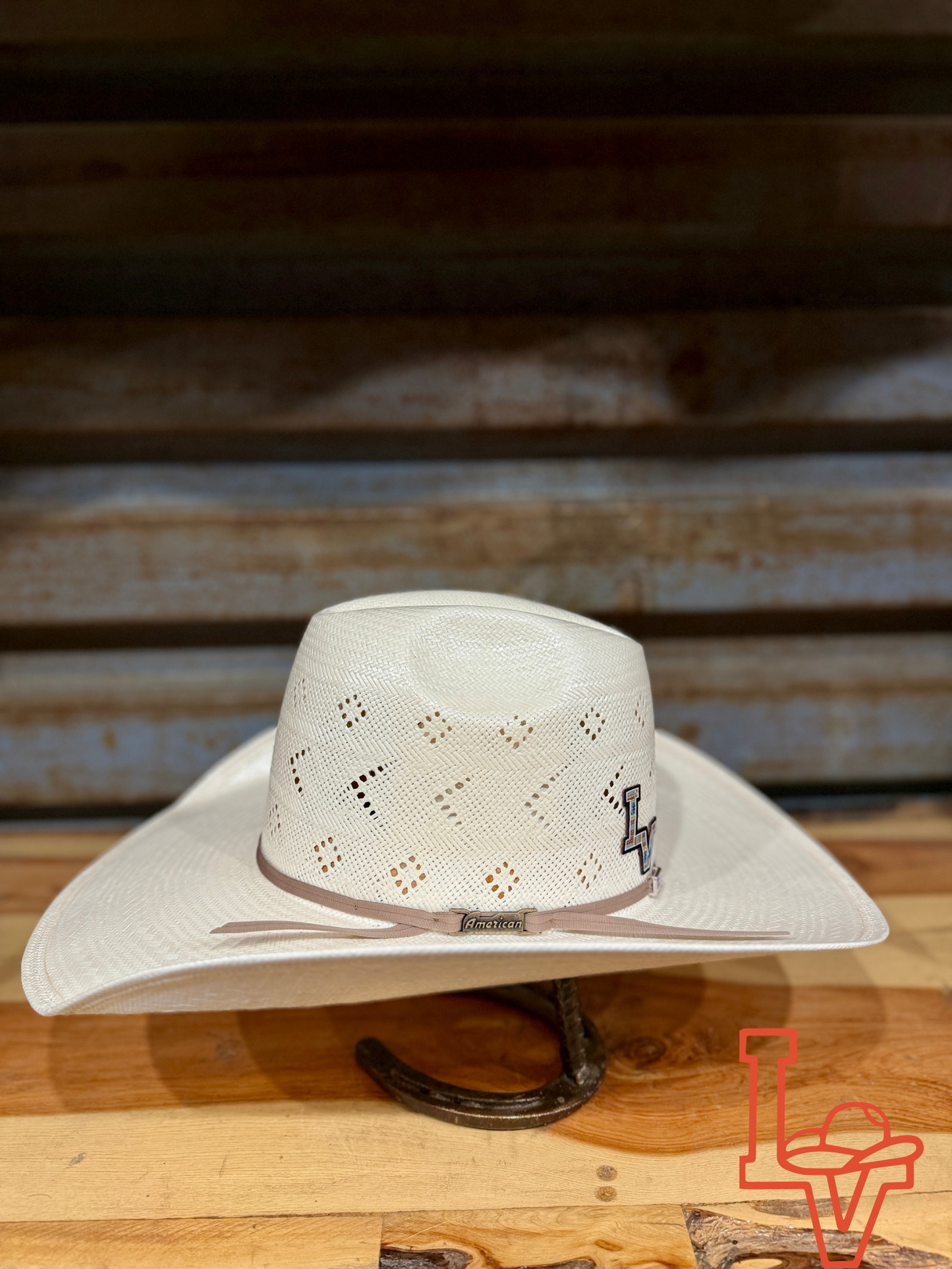 American Hat Company Straw Hat Regular Crown Boomerang White