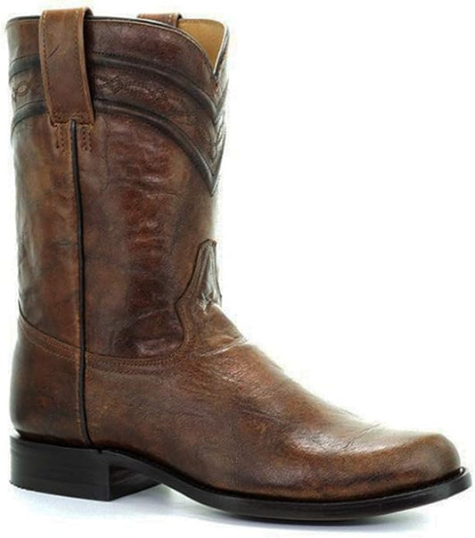 Corral Boots Men's Embroidery Round Toe Leather  Western Boots Honey