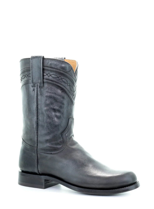 Corral Boots Men's Embroidery Round Toe Leather  Western Boots Black
