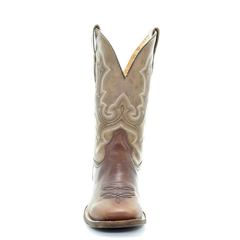 Corral Boots Men's Embroidery Square Toe Leather Tyson Selection Western Boots Brown