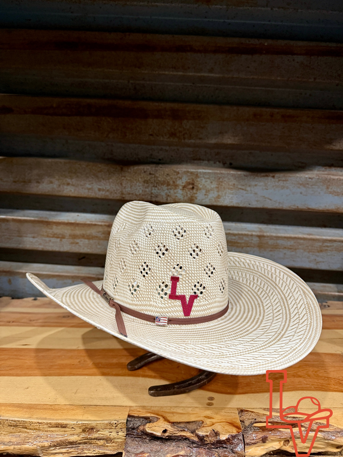 American Hat Company Straw Hat Regular Crown Conley Tan White