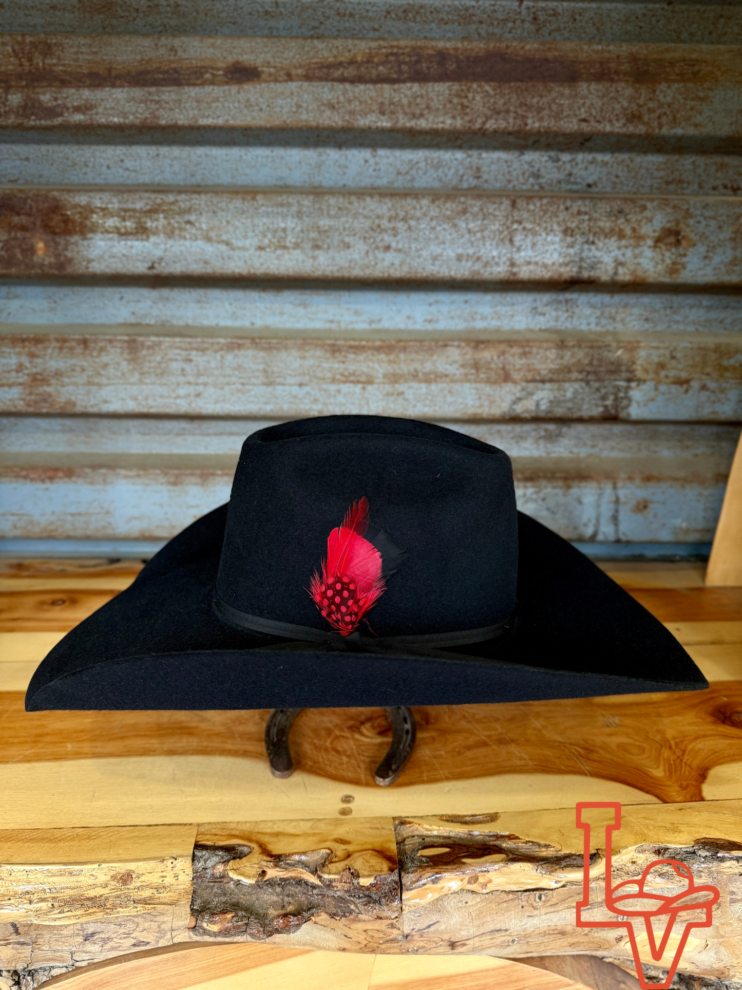 Resistol 7x Chute 5 Cowboy Fur Felt Hat Regular Crown Black