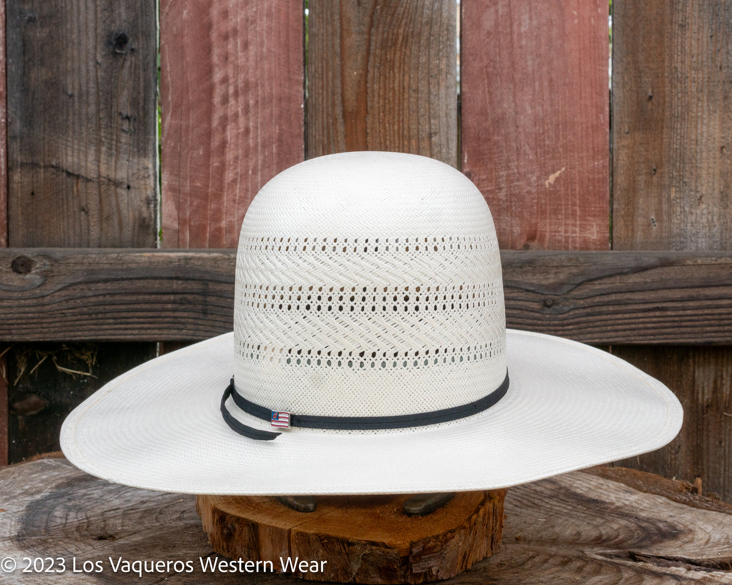 American Hat Company Straw Hat Regular Crown Three Rows White
