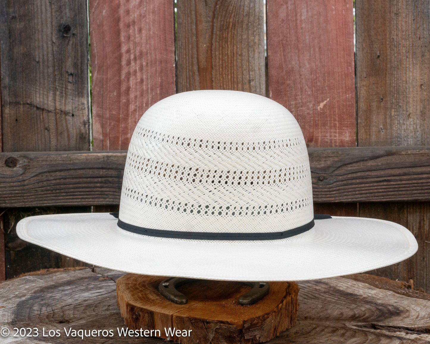 American Hat Company Straw Hat Regular Crown Three Rows White