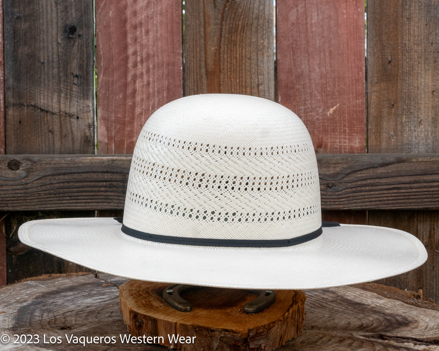 American Hat Company Straw Hat Regular Crown Three Rows White