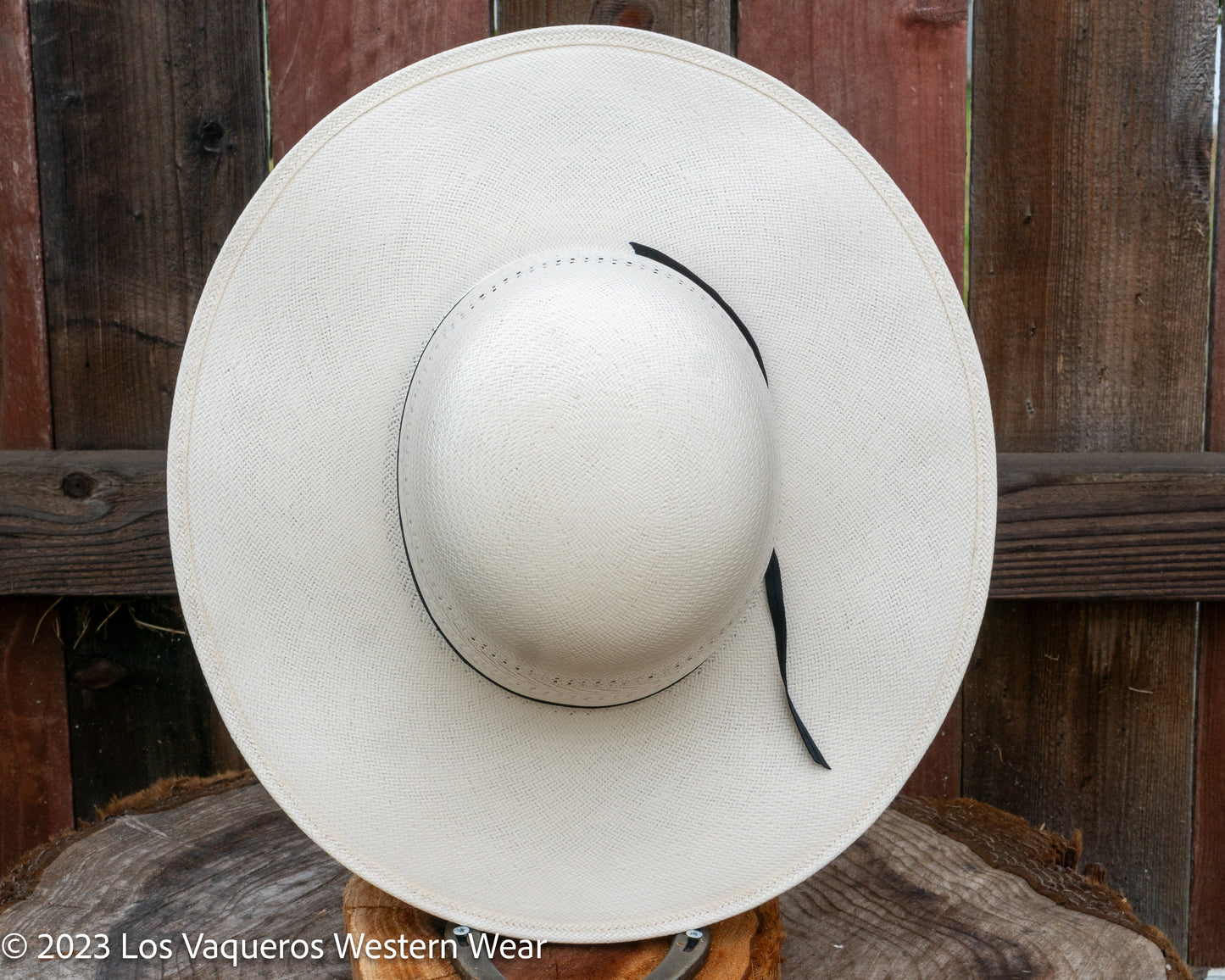 American Hat Company Straw Hat Regular Crown Three Rows White