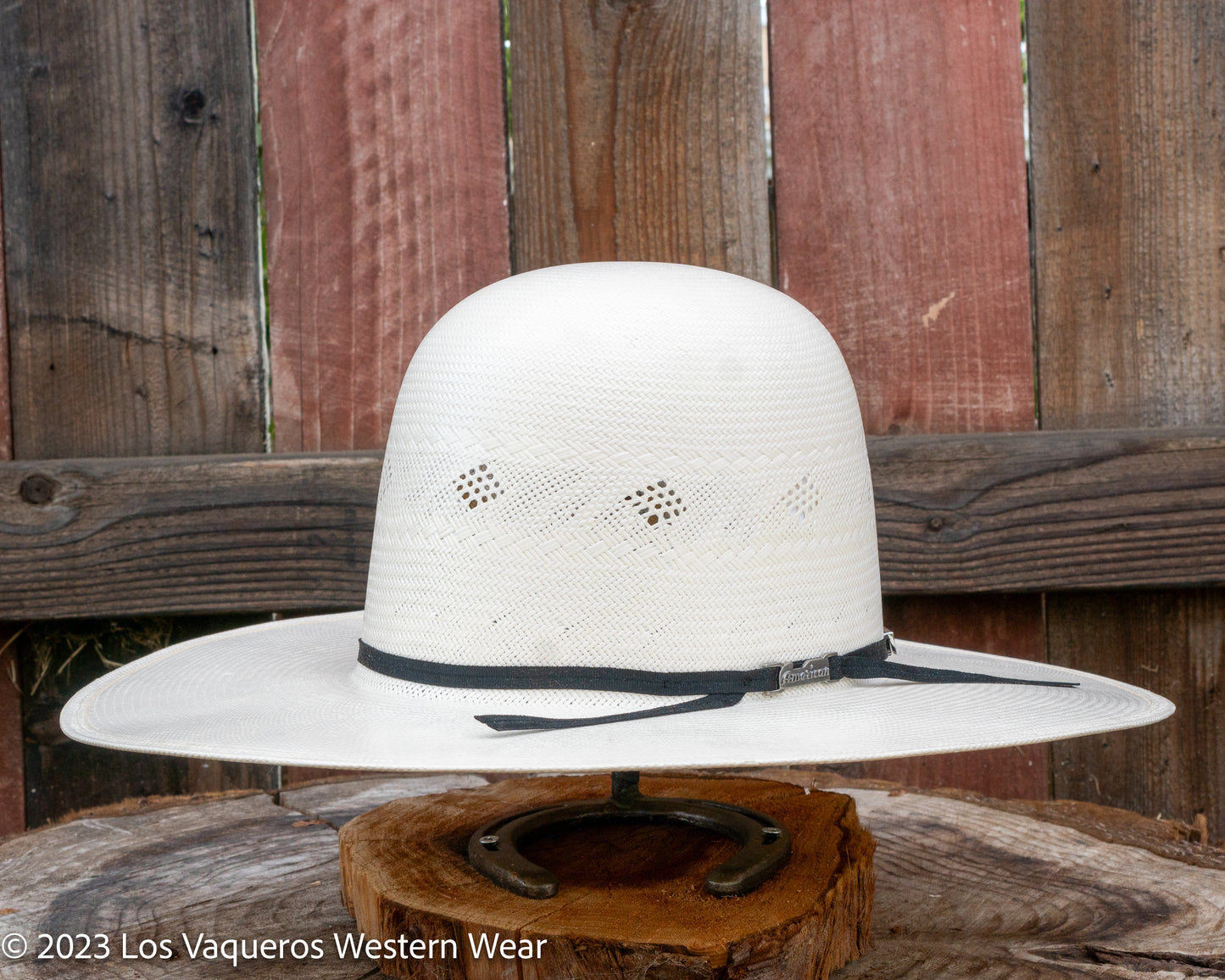 American Hat Company Straw Hat Regular Crown Scattered Diamond White
