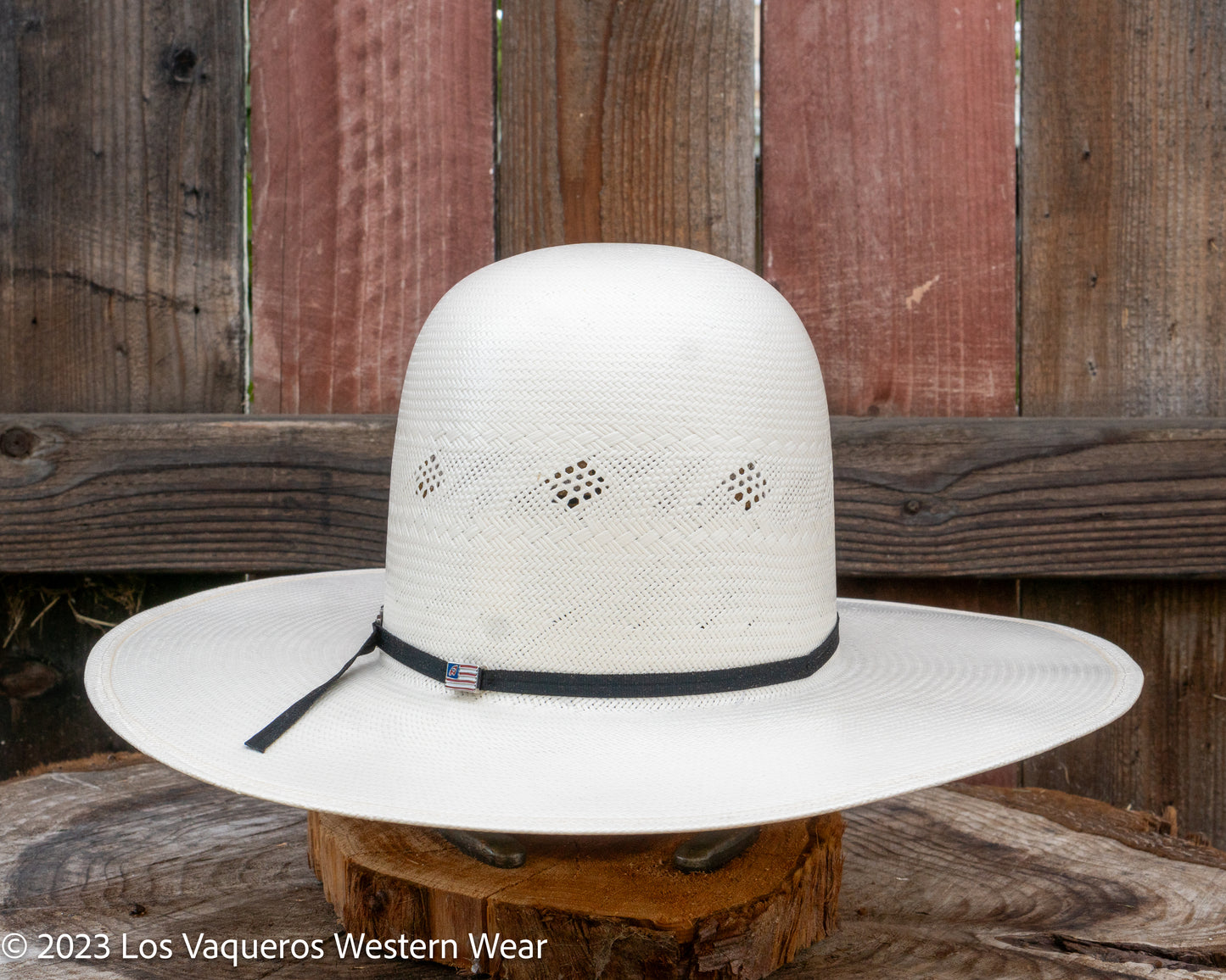 American Hat Company Straw Hat Regular Crown Scattered Diamond White