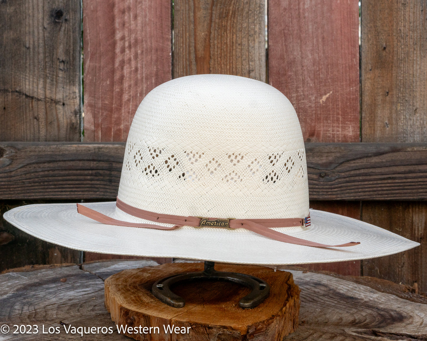American Hat Company Straw Hat Regular Crown Pyramid Diamond White