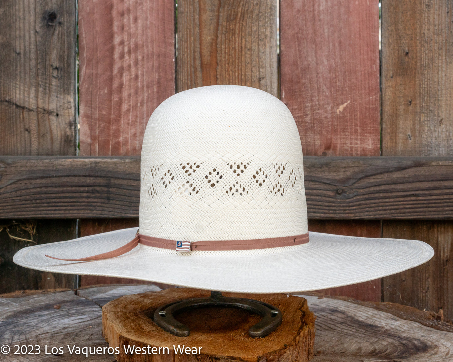 American Hat Company Straw Hat Regular Crown Pyramid Diamond White
