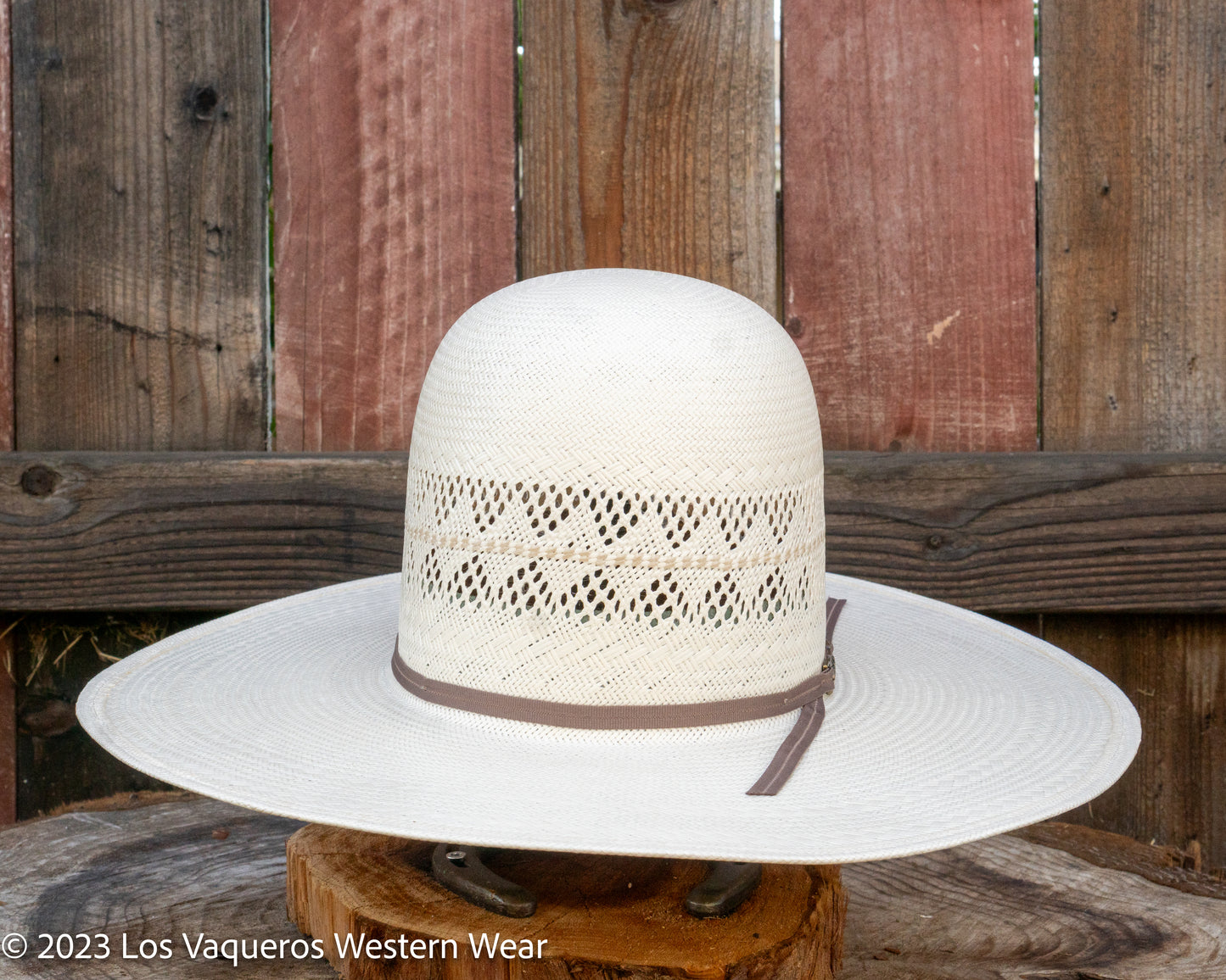 American Hat Company Straw Hat Regular Crown Pyramid Line White