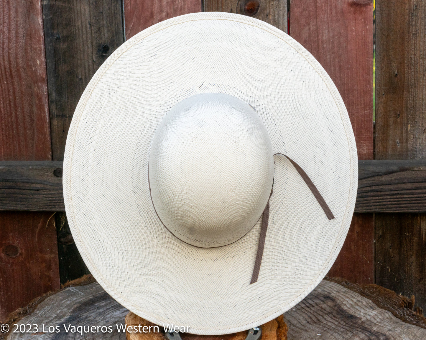 American Hat Company Straw Hat Regular Crown Pyramid Line White