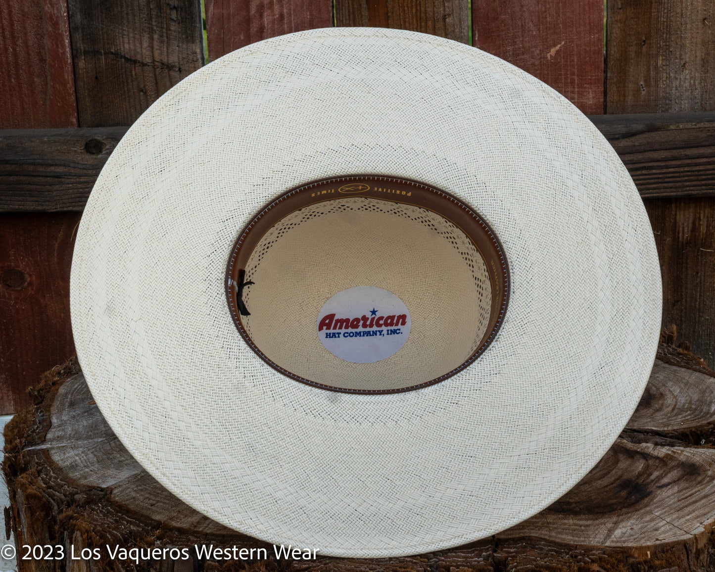 American Hat Company Straw Hat Regular Crown Pyramid Line White