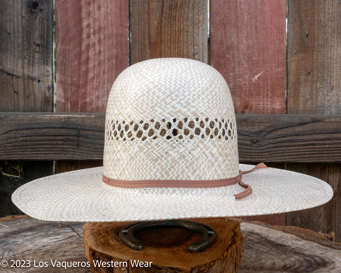 American Hat Company Straw Hat Regular Crown Cappuccino Tan White