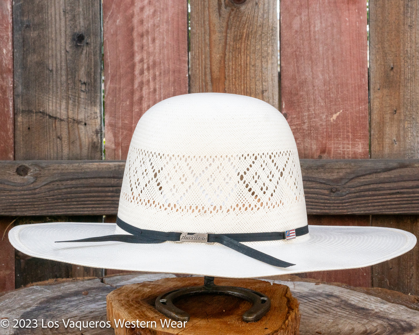 American Hat Company Straw Hat Regular Crown Four In A Diamond White