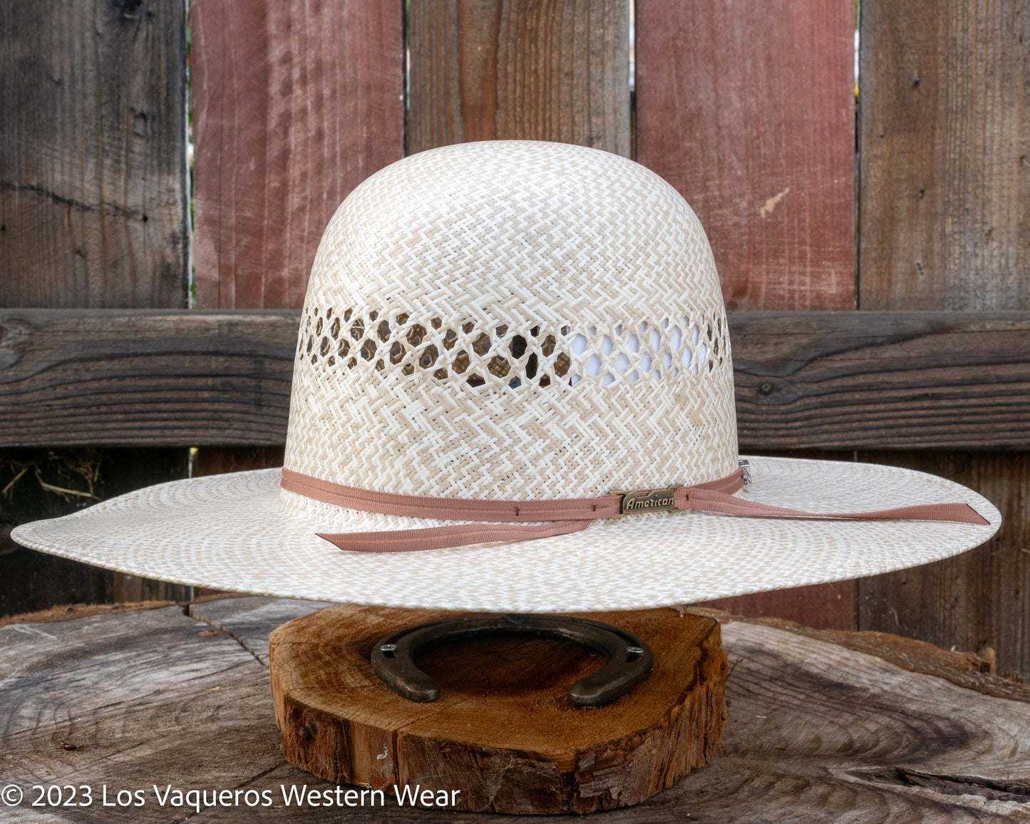American Hat Company Straw Hat Regular Crown Cappuccino Tan White