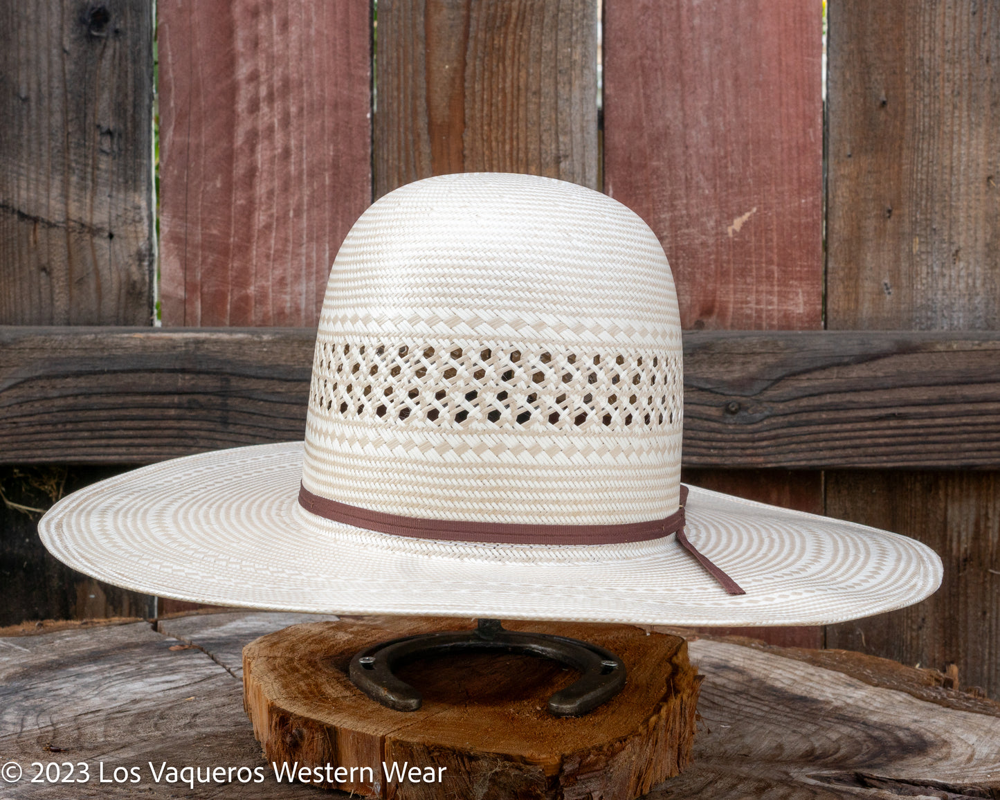 American Hat Company Straw Hat Regular Crown Corn Tan White