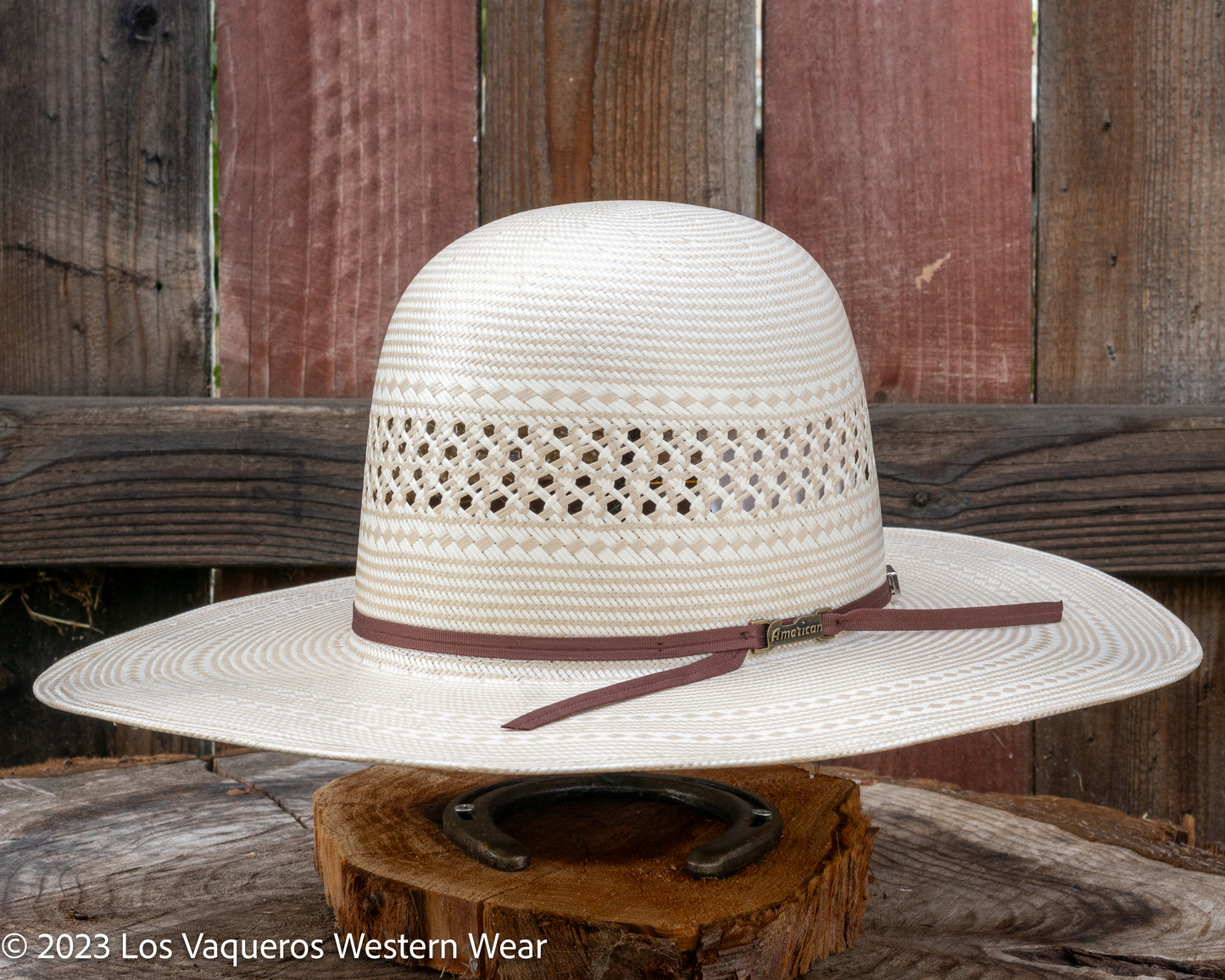 American Hat Company Straw Hat Regular Crown Corn Tan White