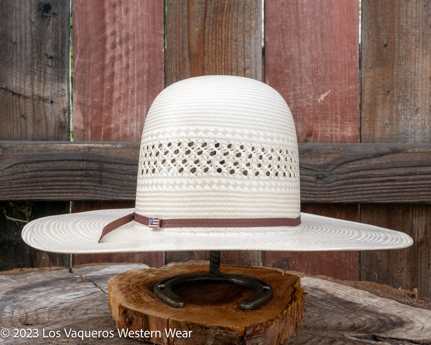 American Hat Company Straw Hat Regular Crown Corn Tan White