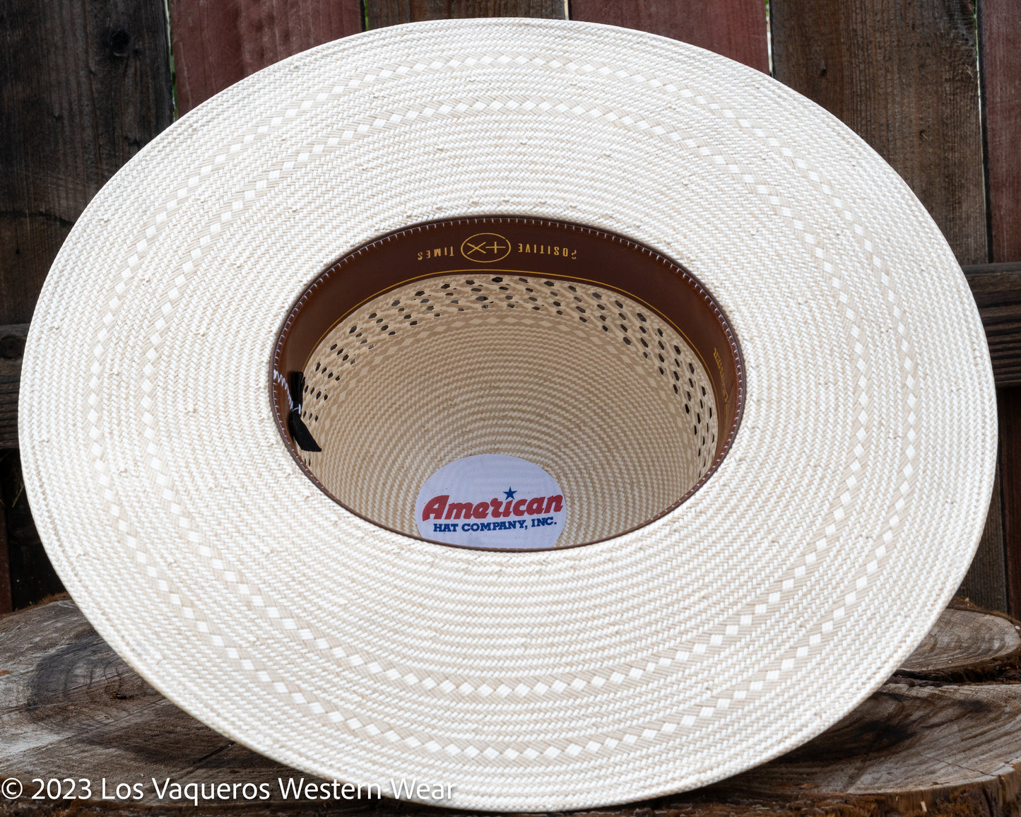 American Hat Company Straw Hat Regular Crown Corn Tan White
