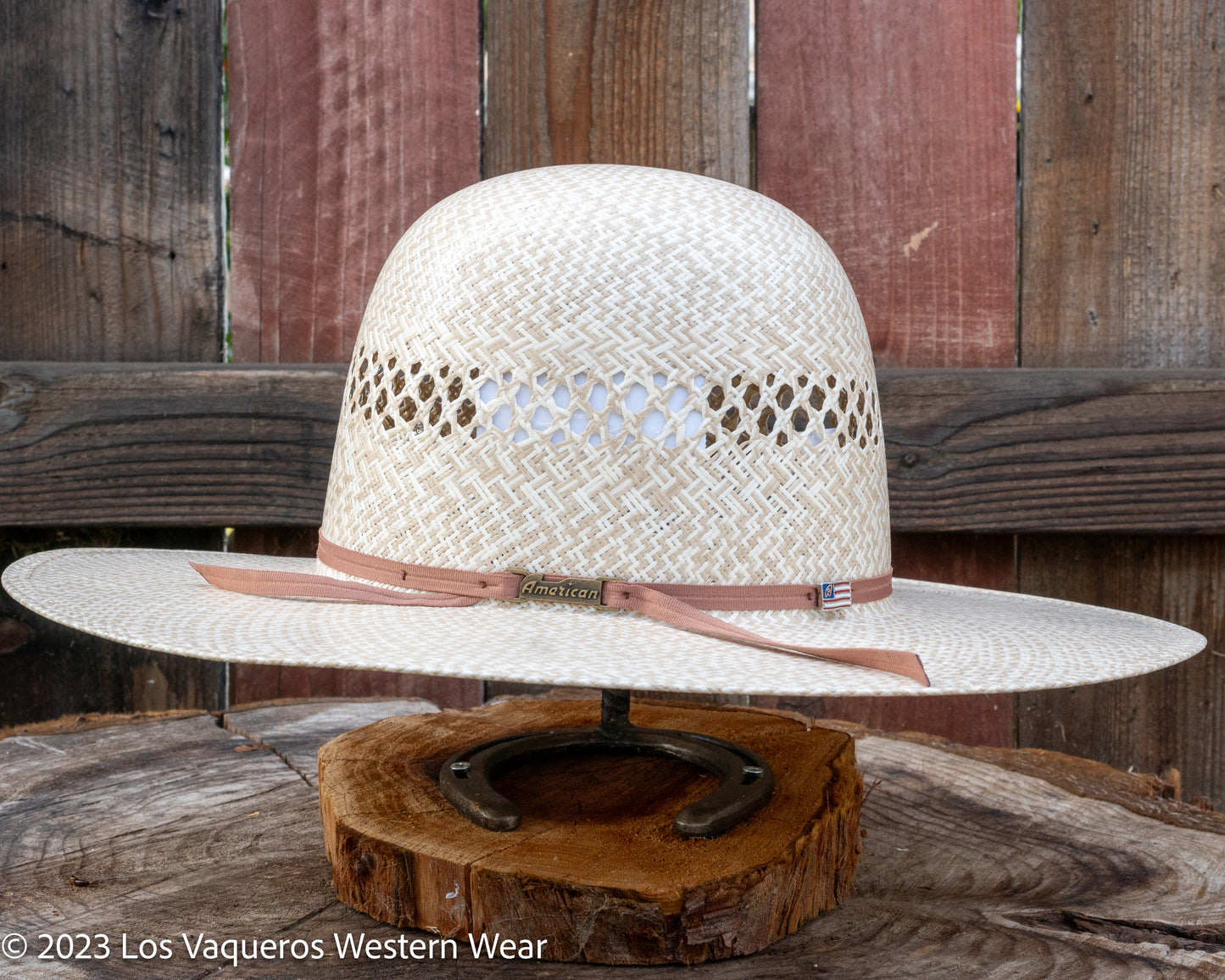 American Hat Company Straw Hat Regular Crown Cappuccino Tan White