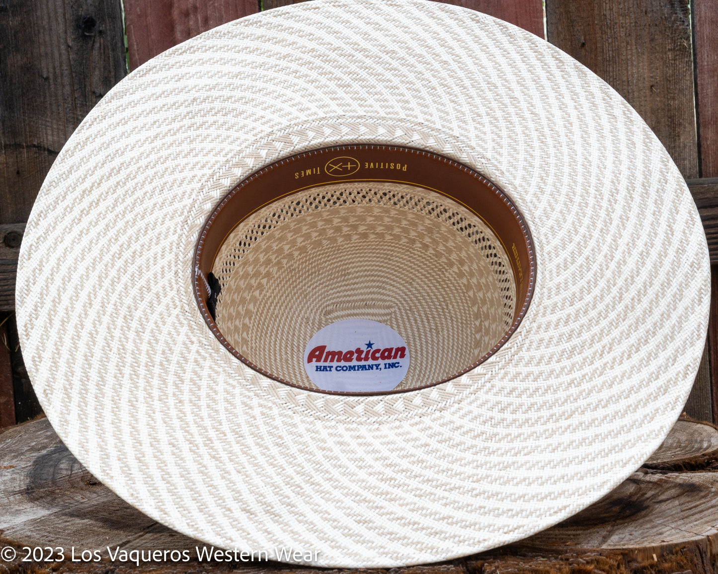 American Hat Company Straw Hat Regular Crown El Tres Carreras Tan White