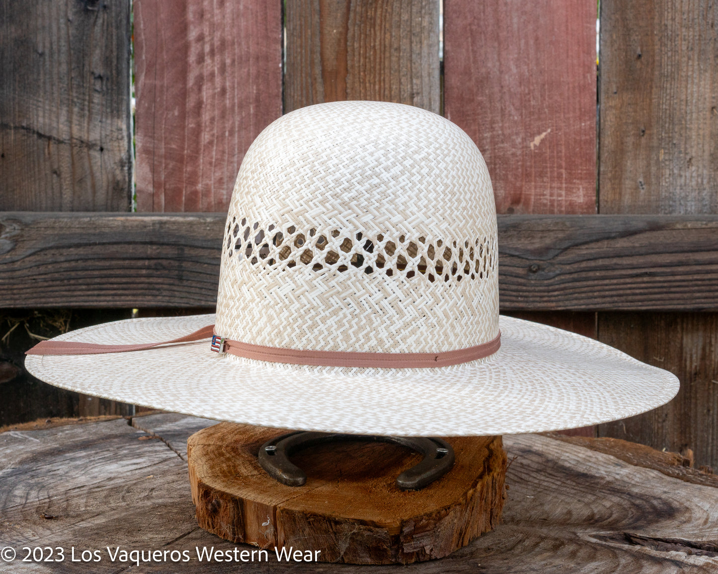 American Hat Company Straw Hat Regular Crown Cappuccino Tan White