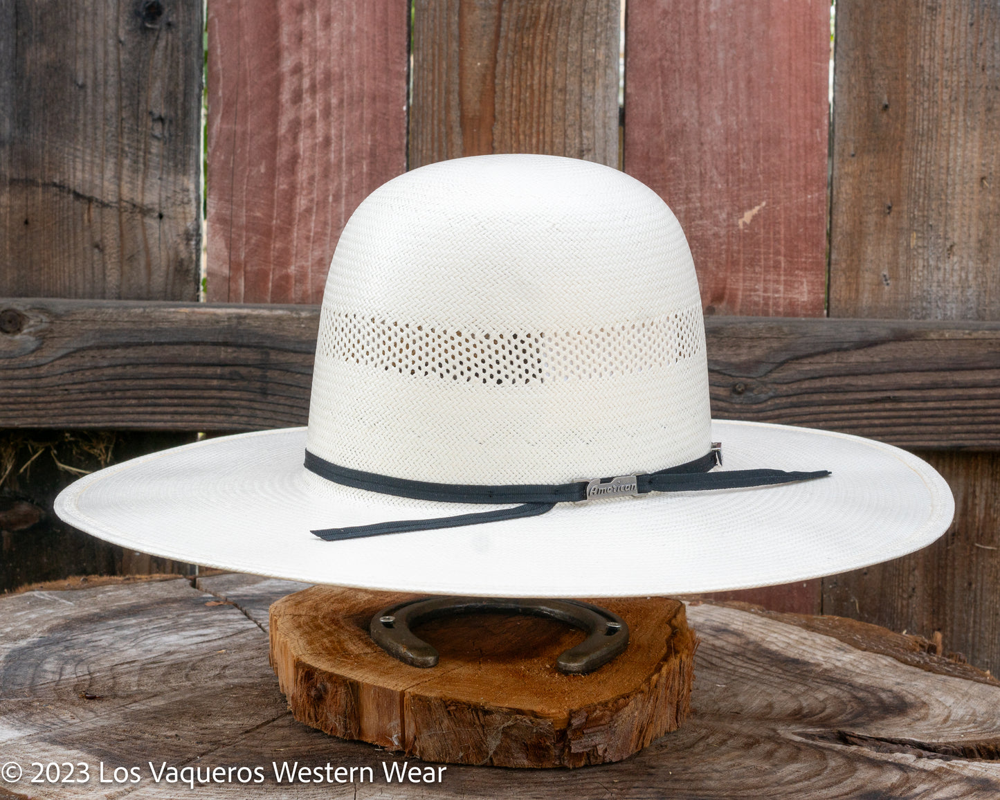 American Hat Company Straw Hat Regular Crown Cutter Bank White