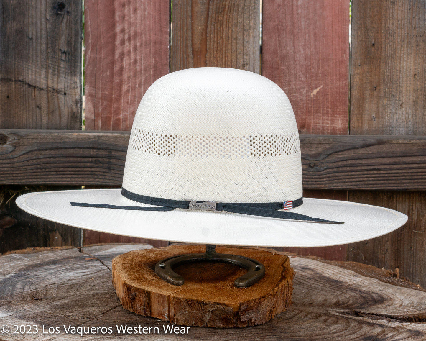 American Hat Company Straw Hat Regular Crown Cutter Bank White