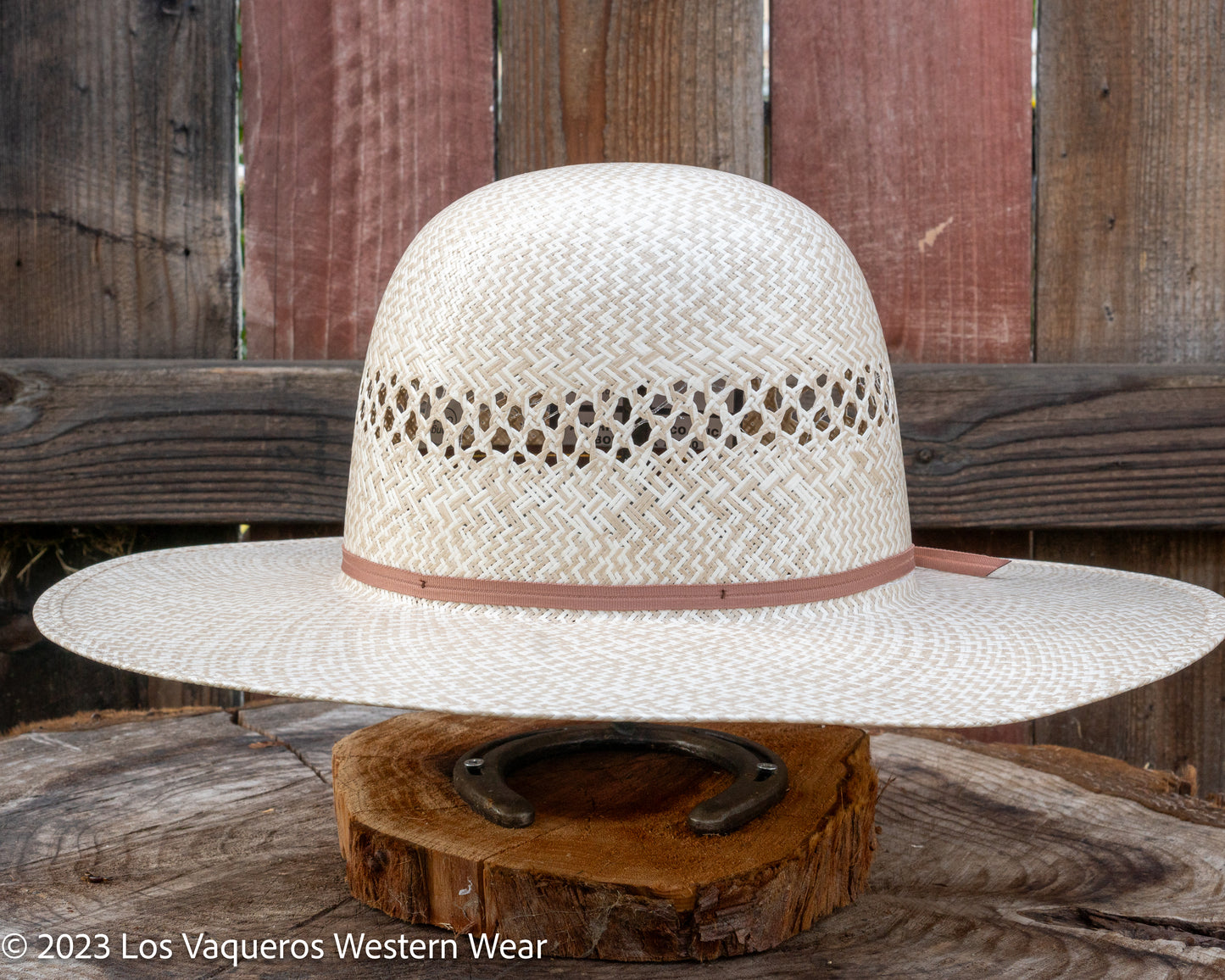 American Hat Company Straw Hat Regular Crown Cappuccino Tan White