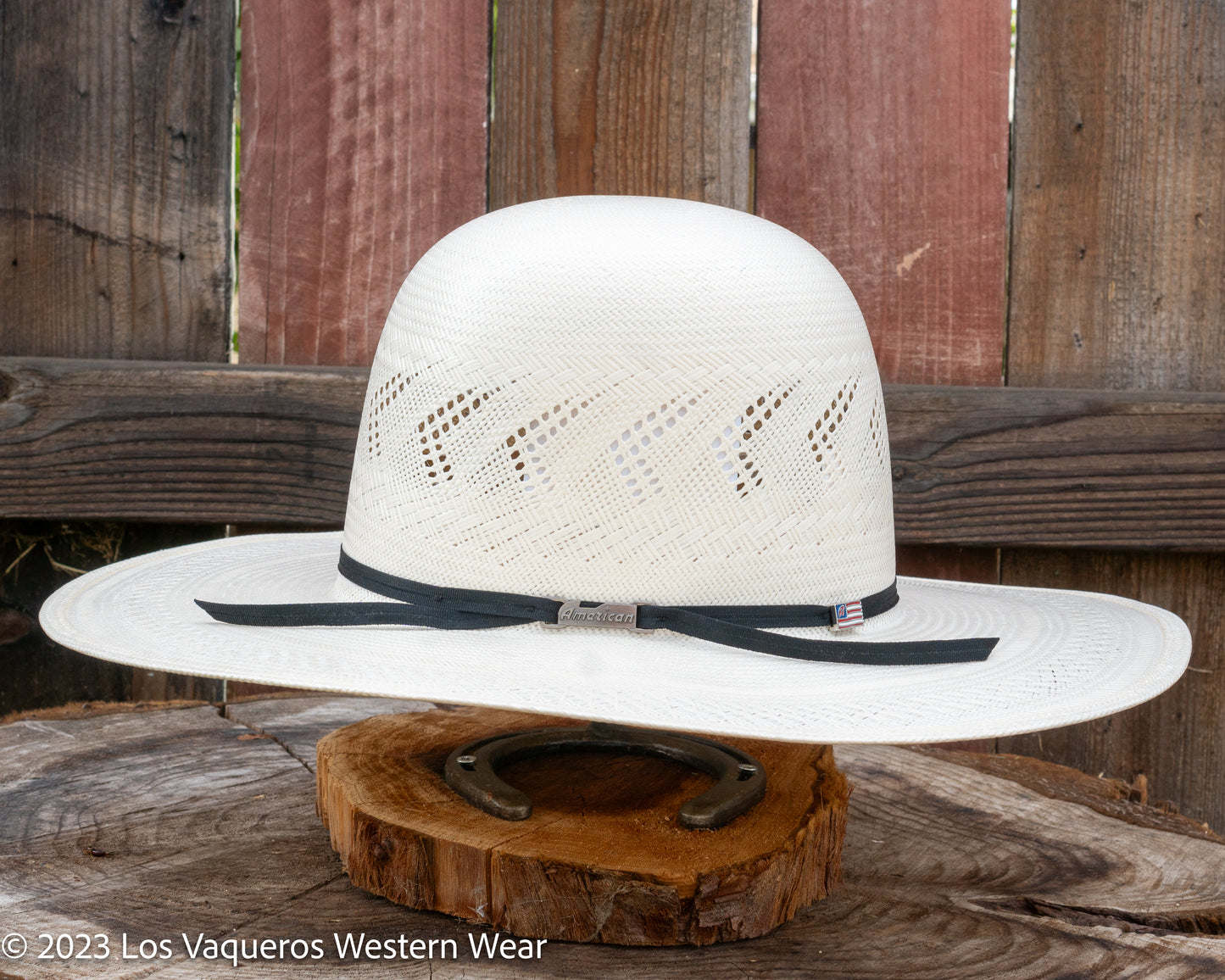 American Hat Company Straw Hat Regular Crown Arrows White