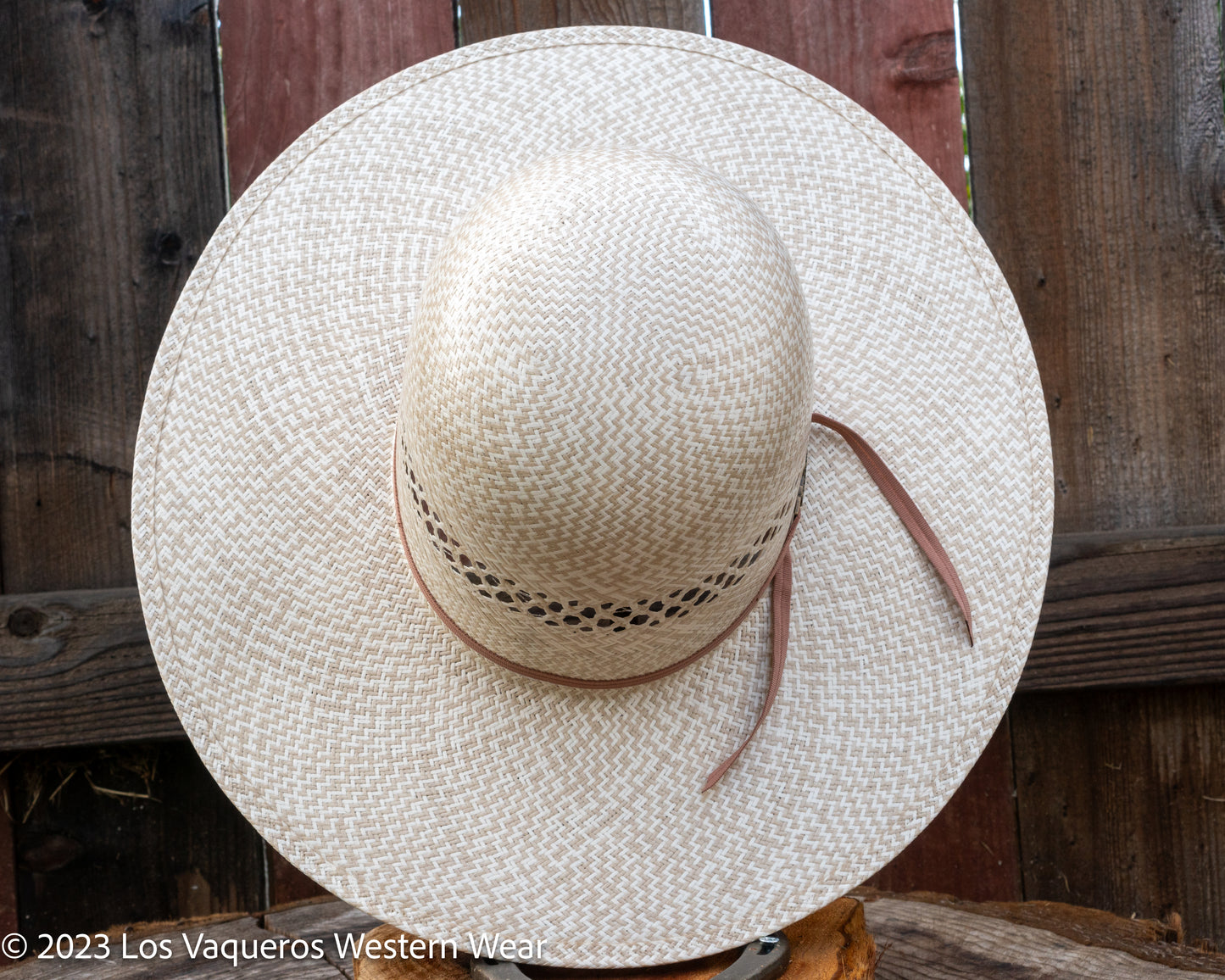 American Hat Company Straw Hat Regular Crown Cappuccino Tan White
