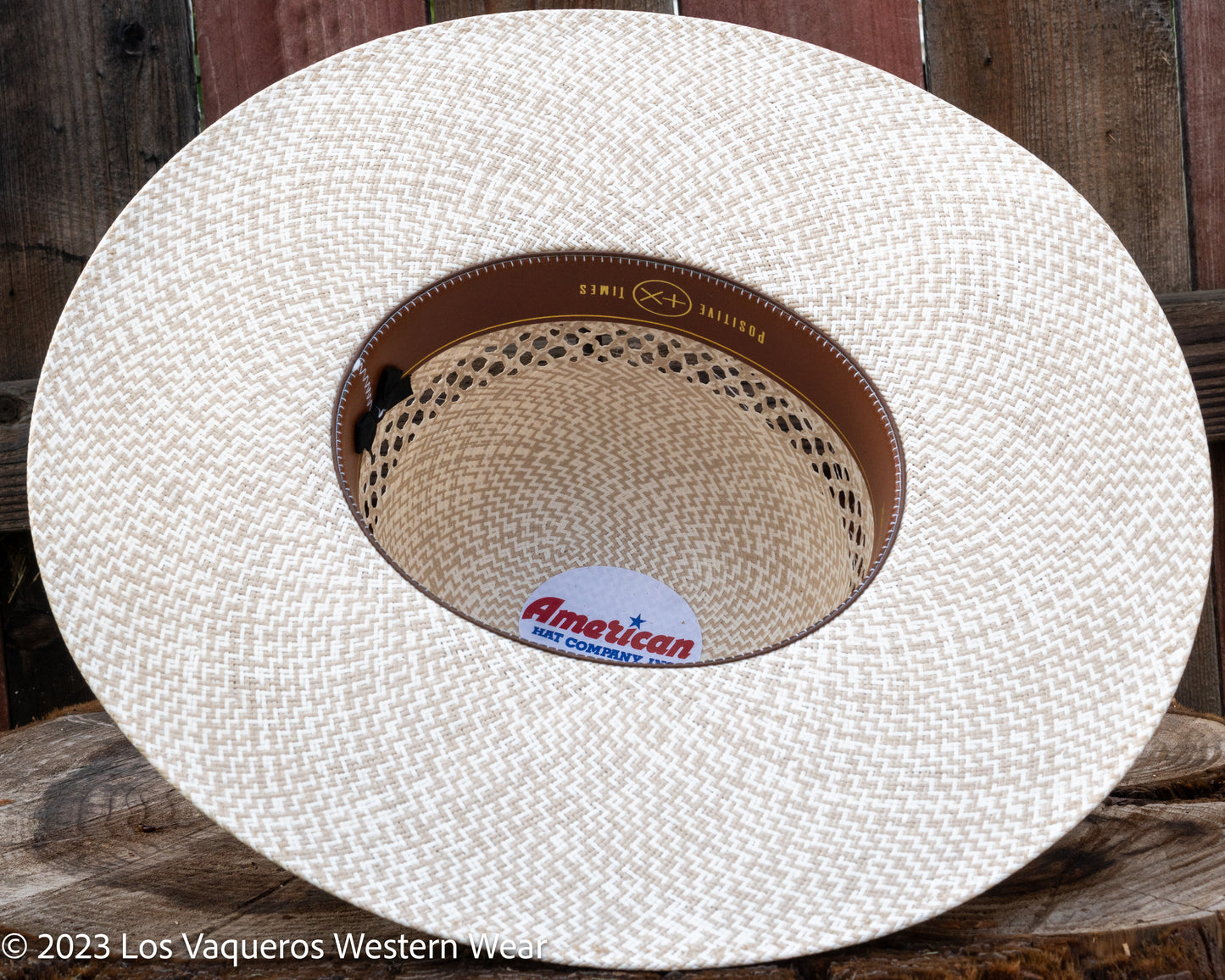 American Hat Company Straw Hat Regular Crown Cappuccino Tan White