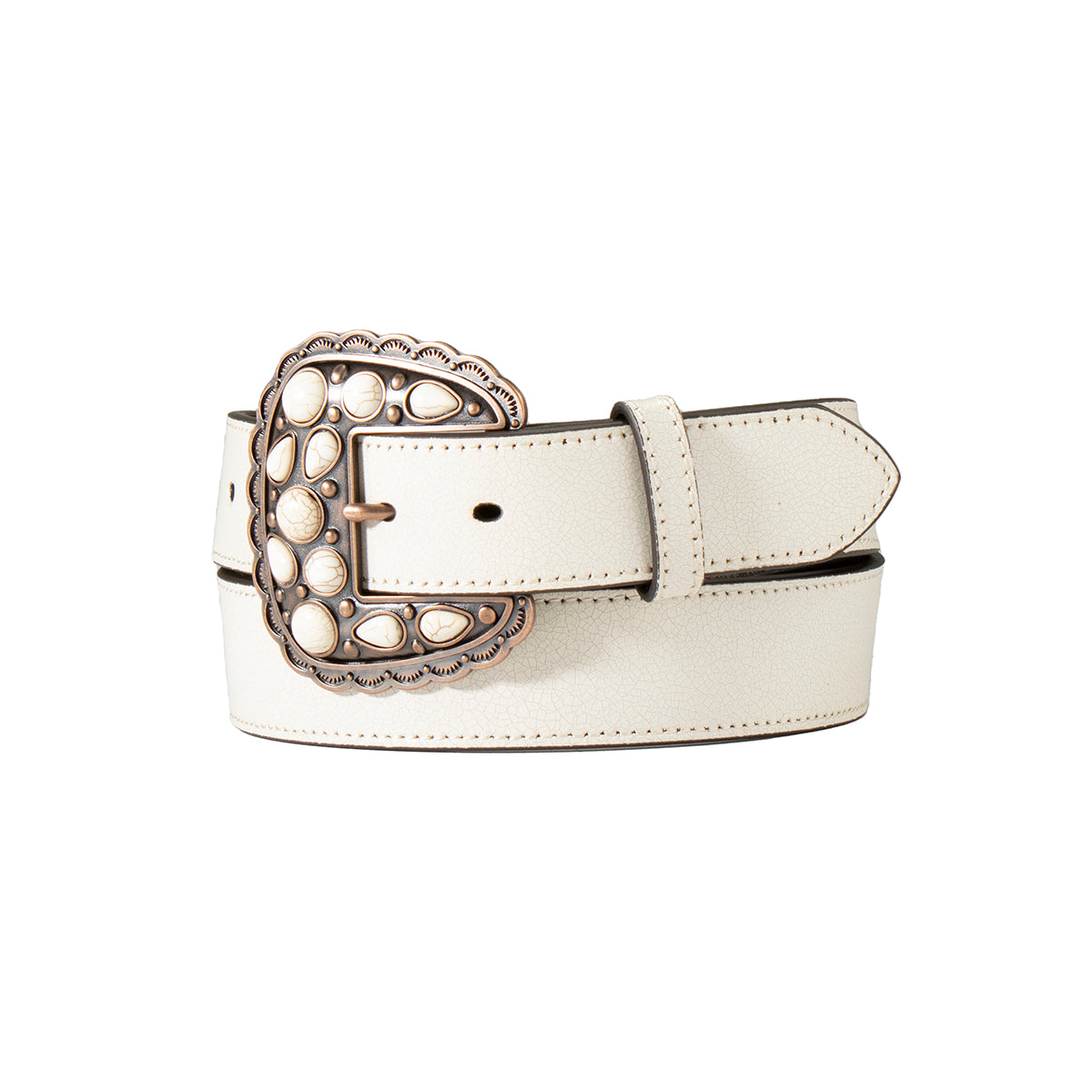 Angel Ranch Ladies Belt 1 1/2" Cracked White Leather