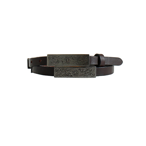 Angel Ranch Ladies Belt 3/4" Floral Concho Brown