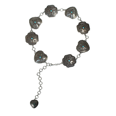 Angel Ranch Ladies Belt 3'' Heart Square Conchos Silver