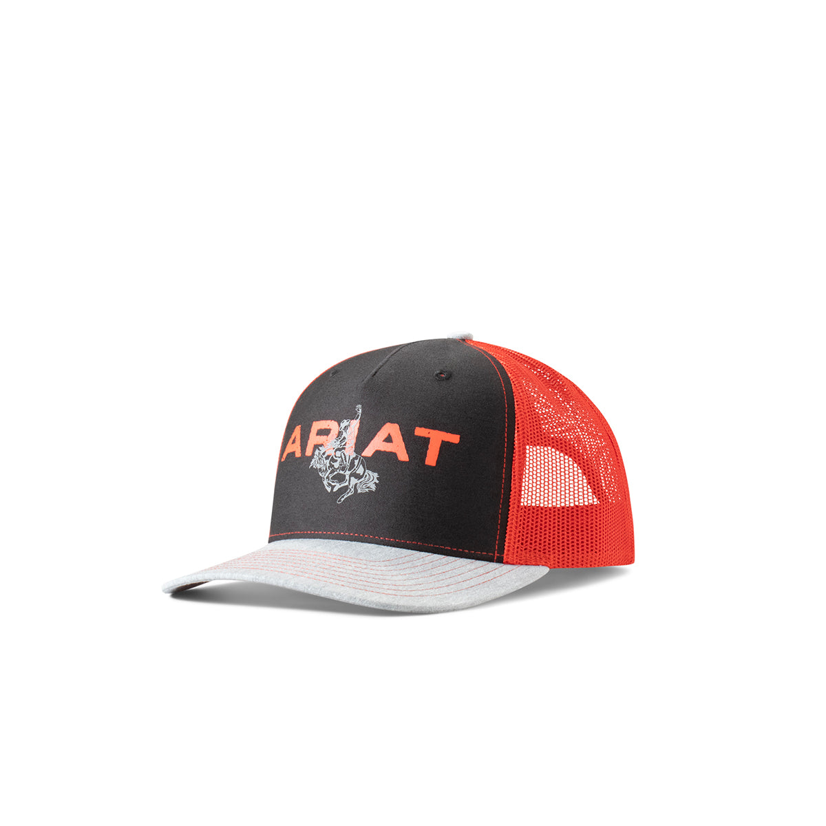 Ariat Mens Ariat Bucking Bronco Snapback Black and Red