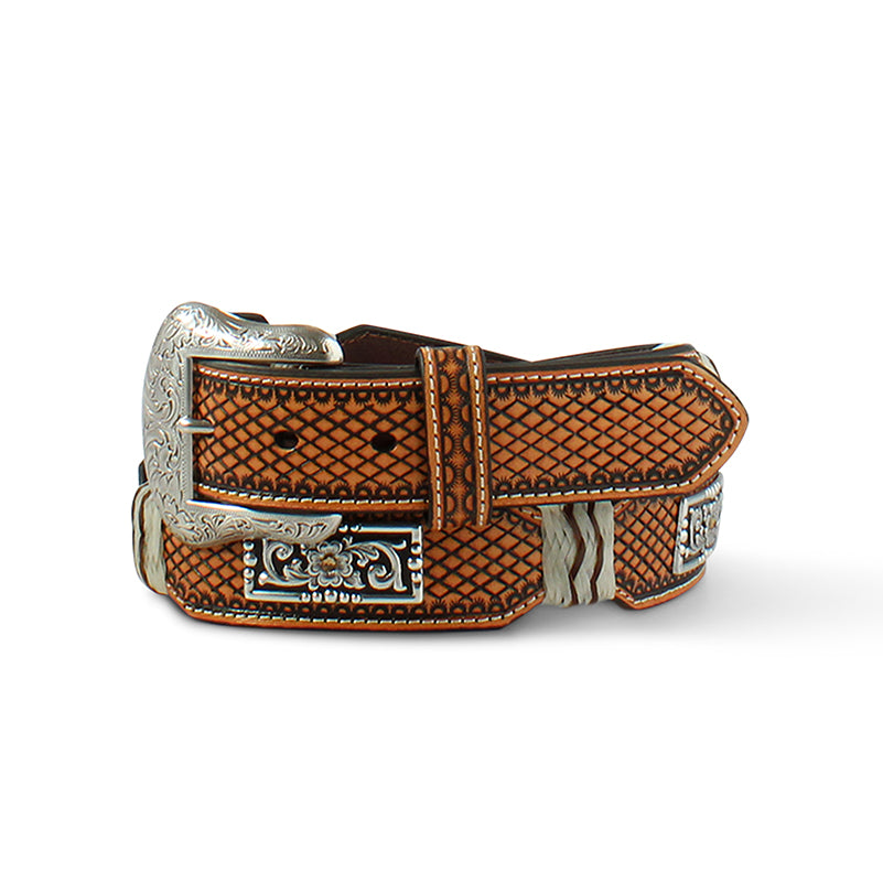 Ariat Mens Belt 1 1/2" Rawhide Concho Tan